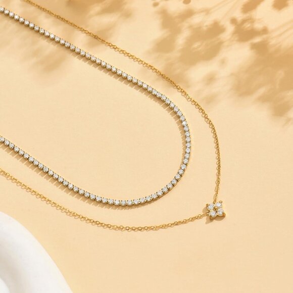 ⚡JotCa 18K Gold Plated 3mm Tennis Necklace Simulated Diamond Choker for Women - Picture 5 of 7